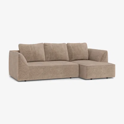 Heal's Heal's Morven Right Hand Facing Corner Chaise Sofa Boucle Velvet Rocky Black Feet