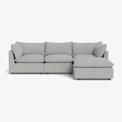 Heal's Heal's Astrid Right Hand Facing Corner Sofa Melton Wool Limestone Walnut Stained Beech Feet
