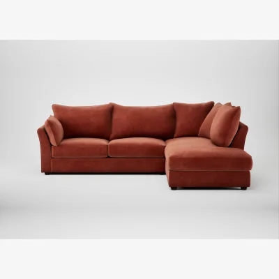 Heal's Heal's Tailor Right Hand Facing Corner Sofa Smart Luxe Velvet Tawny Walnut Stained Feet