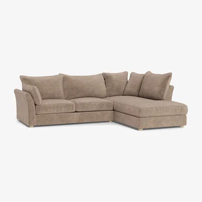 Heal's Heal's Tailor Right Hand Facing Corner Sofa Boucle Velvet Rocky Natural Beech Feet