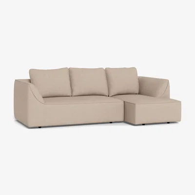 Heal's Heal's Morven Right Hand Facing Corner Chaise Sofa Boucle Tweed Pearl Black Feet