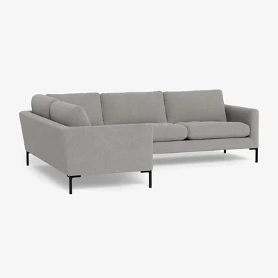 Heal's Heal's Eton Left Hand Facing Corner Sofa Texture Pale Grey Brass Feet - Heal's UK Furniture