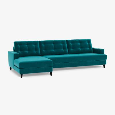 Heal's Heal's Mistral Left Hand Facing Corner Sofa Smart Velvet Petrol Natural Feet - Heal's UK Furniture