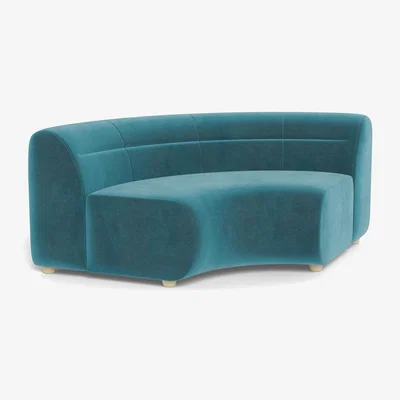 Heal's Heal's Lilli Curved Corner Unit Module Smart Luxe Velvet Airforce Blue - Heal's UK Furniture