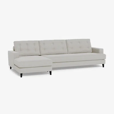 Heal's Heal's Mistral Left Hand Corner Sofa Capelo LinenCotton Sea Salt Black Feet - Heal's UK Furniture