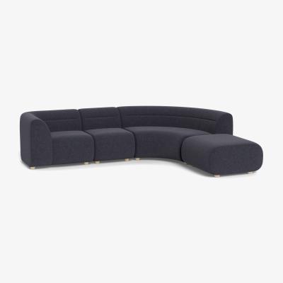Heal's Heal's Lilli Right Hand Facing Curved Corner Sofa Texture Soot Natural Ash Feet - Heal's UK Furniture