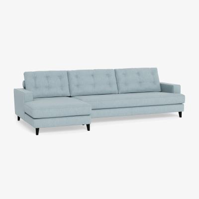 Heal's Heal's Mistral Left Hand Facing Corner Sofa Smart Linen Mix Duck Egg Black Feet