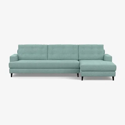 Heal's Heal's Mistral Right Hand Facing Corner Sofa Velvet Black Natural Feet - Heal's UK Furniture
