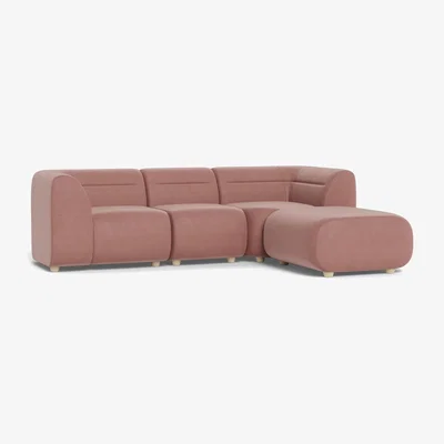 Heal's Heal's Lilli Right Hand Facing Compact Corner Smart Luxe Velvet Dusky Pink Natural Beech Feet