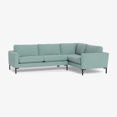 Heal's Heal's Eton Right Hand Facing Corner Sofa Tejo Recycled Teal Brass Feet