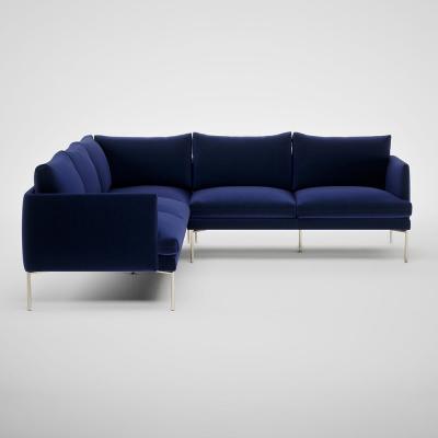 Heal's Heal's Matera Large Corner Sofa Nobilis Velvet Neptune Stainless Steel Feet