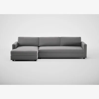 Heal's Heal's Nimbus II LHF 4 Seater Corner Chaise Smart Velvet Mercury Black Feet