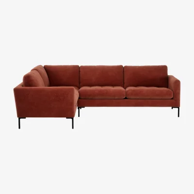Heal's Heal's Eton Left Hand Facing Corner Sofa Loop Twill Fossil Black Feet