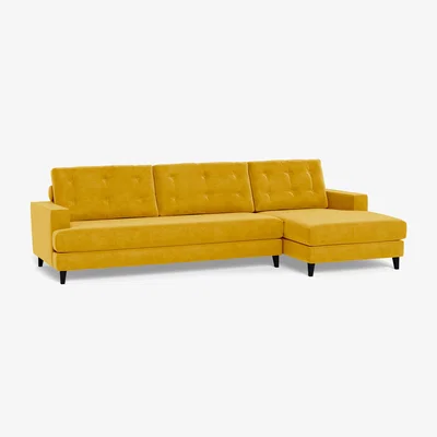 Heal's Heal's Mistral Right Hand Facing Corner Sofa Smart Luxe Velvet Canary Black