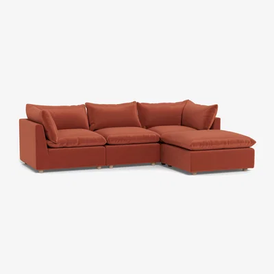 Heal's Heal's Astrid Right Hand Facing Corner Sofa Smart Luxe Velvet Tawny Walnut Stained Feet