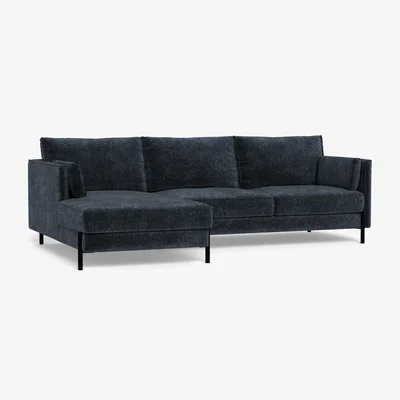 Heal's Heal's Tortona Left Hand Facing 4 Seater Corner Chaise Boucle Velvet Space Black Feet