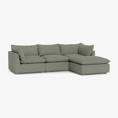 Heal's Heal's Astrid Right Hand Facing Corner Sofa Boucle Tweed Lapis Walnut Stained Beech Feet