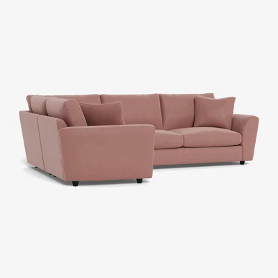 Heal's Heal's Snooze Left Hand Facing Corner Sofa Smart Luxe Velvet Dusky Pink Black Feet