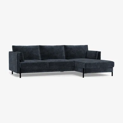 Heal's Heal's Tortona Right Hand Facing 4 Seater Corner Chaise Boucle Velvet Space Black Feet