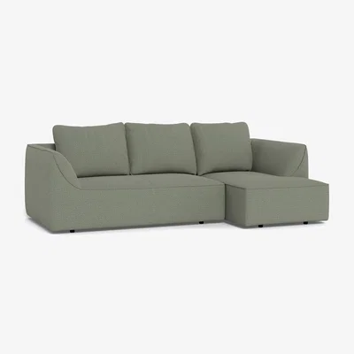 Heal's Heal's Morven Right Hand Facing Corner Chaise Sofa Boucle Tweed Lapis Black Feet