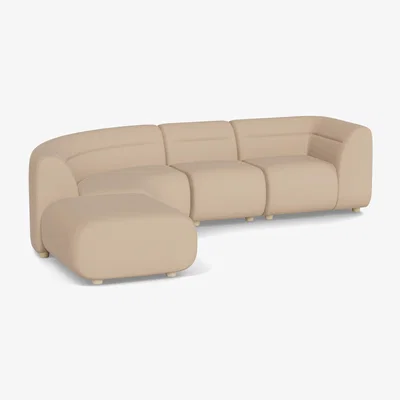 Heal's Heal's Lilli Left Hand Facing Curved Corner Sofa Capelo Linen-Cotton Bamboo Natural Beech Feet
