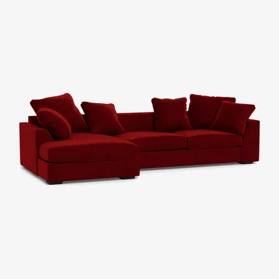 Heal's Heal's Cumulus LHF Corner Sofa Smart Luxe Velvet Mulberry Black Feet - Heal's UK Furniture