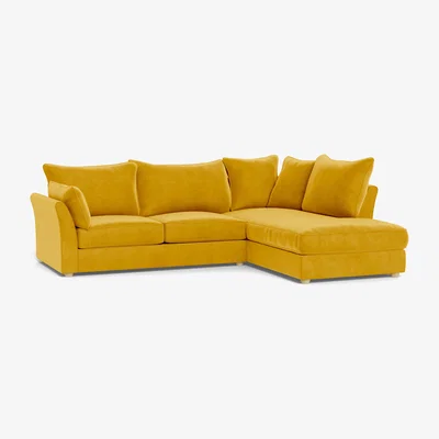Heal's Heal's Tailor Right Hand Facing Corner Sofa Smart Luxe Velvet Canary Natural Beech Feet