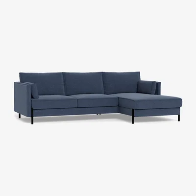 Heal's Heal's Tortona Right Hand Facing 4 Seater Corner Chaise Boucle Indigo Black Feet