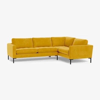 Heal's Heal's Eton Right Hand Facing Corner Sofa Smart Luxe Velvet Canary Black Feet