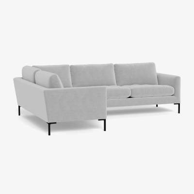 Heal's Heal's Eton Left Hand Facing Corner Sofa Velvet Platinum Brass Feet - Heal's UK Furniture