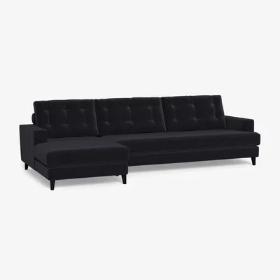 Heal's Heal's Mistral Left Hand Facing Corner Sofa Velvet Black Black Feet - Heal's UK Furniture