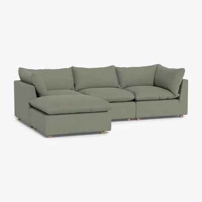 Heal's Heal's Astrid Left Hand Facing Corner Sofa Boucle Tweed Lapis Natural Beech Feet