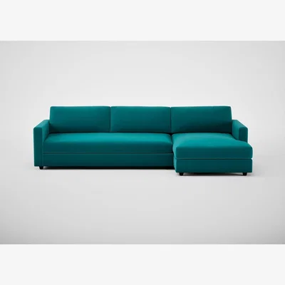 Heal's Heal's Heal's Nimbus II RHF 4 Str Corner Chaise Smart Velvet Petrol Black Feet