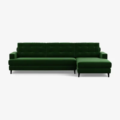 Heal's Heal's Mistral Right Hand Facing Chaise Sofa Smart Cotton Linen Indigo Black Feet