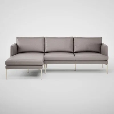 Heal's Heal's Matera Left Hand Facing Chaise Sofa Grain Leather 060 Stainless Steel Foot