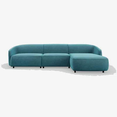 Heal's Heal's Aurelie Large Right Hand Facing Chaise Sofa Smart Luxe Velvet Airforce Blue
