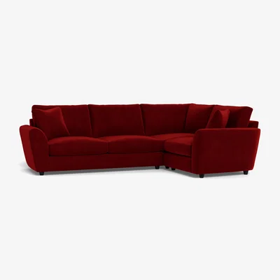 Heal's Heal's Snooze Right Hand Facing Corner Sofa Smart Luxe Velvet Mulberry Black Feet - Heal's UK Furniture