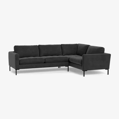 Heal's Heal's Eton Right Hand Facing Corner Sofa Smart Luxe Velvet Nickel Black Feet - Heal's UK Furniture