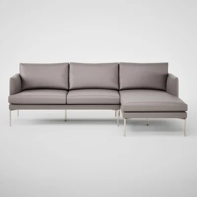 Heal's Heal's Matera Right Hand Facing Chaise Sofa Linea Leather Brown 680 Stainless Steel Foot