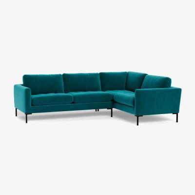 Heal's Heal's Eton Right Hand Facing Corner Sofa Smart Velvet Petrol Brass Feet - Heal's UK Furniture