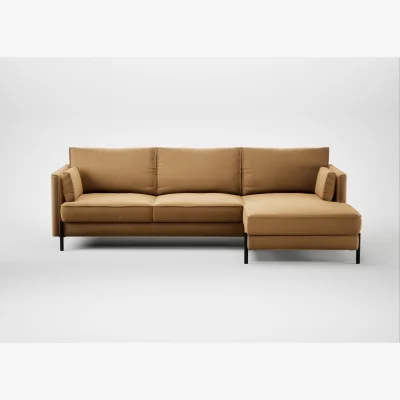 Heal's Heal's Tortona Right Hand Facing Corner Chaise Sofa Wool Velvet Camel Black Feet