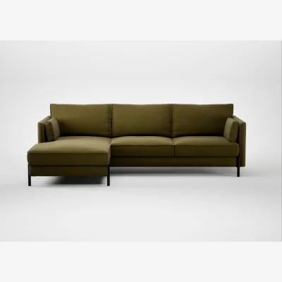 Heal's Heal's Tortona Left Hand Facing Corner Chaise Sofa Wool Velvet Olive Black Feet