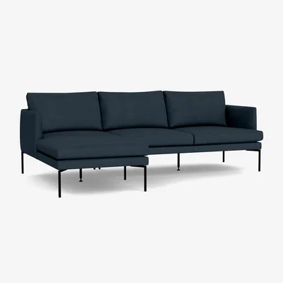 Heal's Heal's Matera Corner Chaise Sofa LHF Siena Cotton Deep Sea Black Feet - Heal's UK Furniture