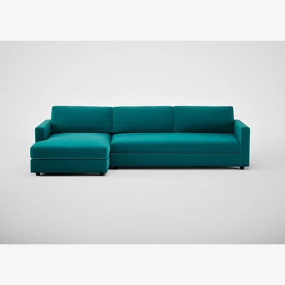 Heal's Heal's Nimbus II LHF 4 Seater Corner Chaise Smart Velvet Petrol Black Feet