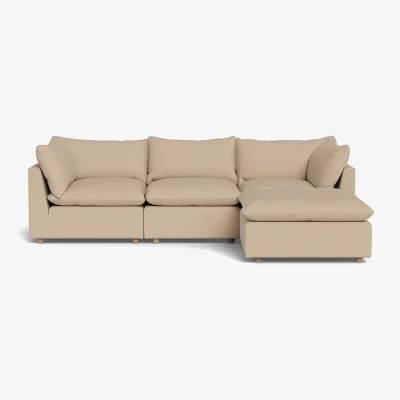 Heal's Heal's Astrid Right Hand Facing Corner Sofa Smart Cotton Linen Indigo Walnut Stained Beech Feet