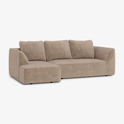 Heal's Heal's Morven Left Hand Facing Corner Chaise Sofa Boucle Velvet Rocky Black Feet