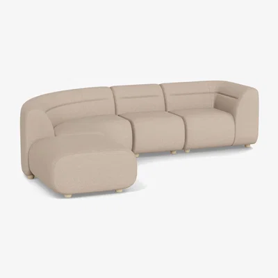 Heal's Heal's Lilli Left Hand Facing Curved Corner Sofa Boucle Tweed Pearl Natural Beech Feet