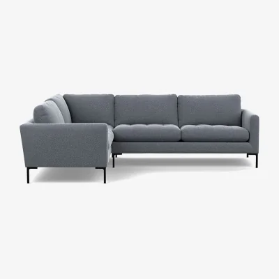 Heal's Heal's Eton Left Hand Facing Corner Sofa Smart Cotton Linen Myrtle Black Feet