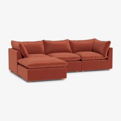 Heal's Heal's Astrid Left Hand Facing Corner Sofa Smart Luxe Velvet Tawny Walnut Stained Feet