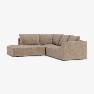 Heal's Heal's Morven Left Hand Facing Large Corner Sofa Boucle Velvet Rocky Black Feet